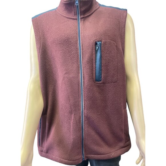 Brook Brothers Men's Vest Wine/Gray Zipper Up/Sleeveless Size XXL SKU 2651